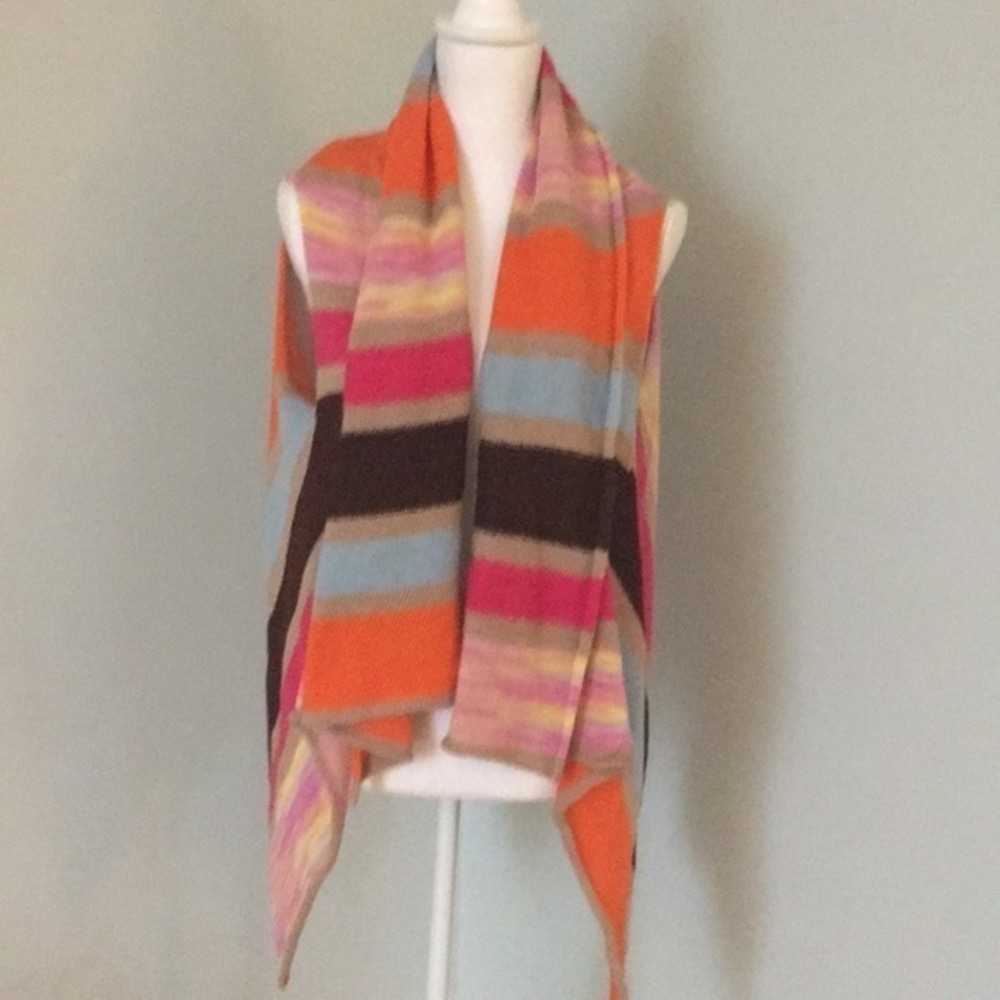 SUSS‎ DESIGN from ANTHROPOLOGIE open front shawl in bright stripes